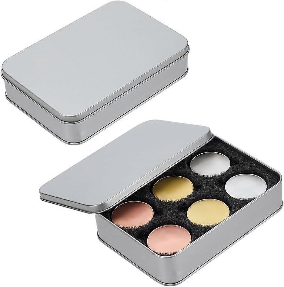 2 Pcs 6 Slots Platinum Rectangle Challenge Coin Storage Presentation Box with Black Velvet 6.04x4.12inch Inner Diameter Metal Coin Gift or Commemorati