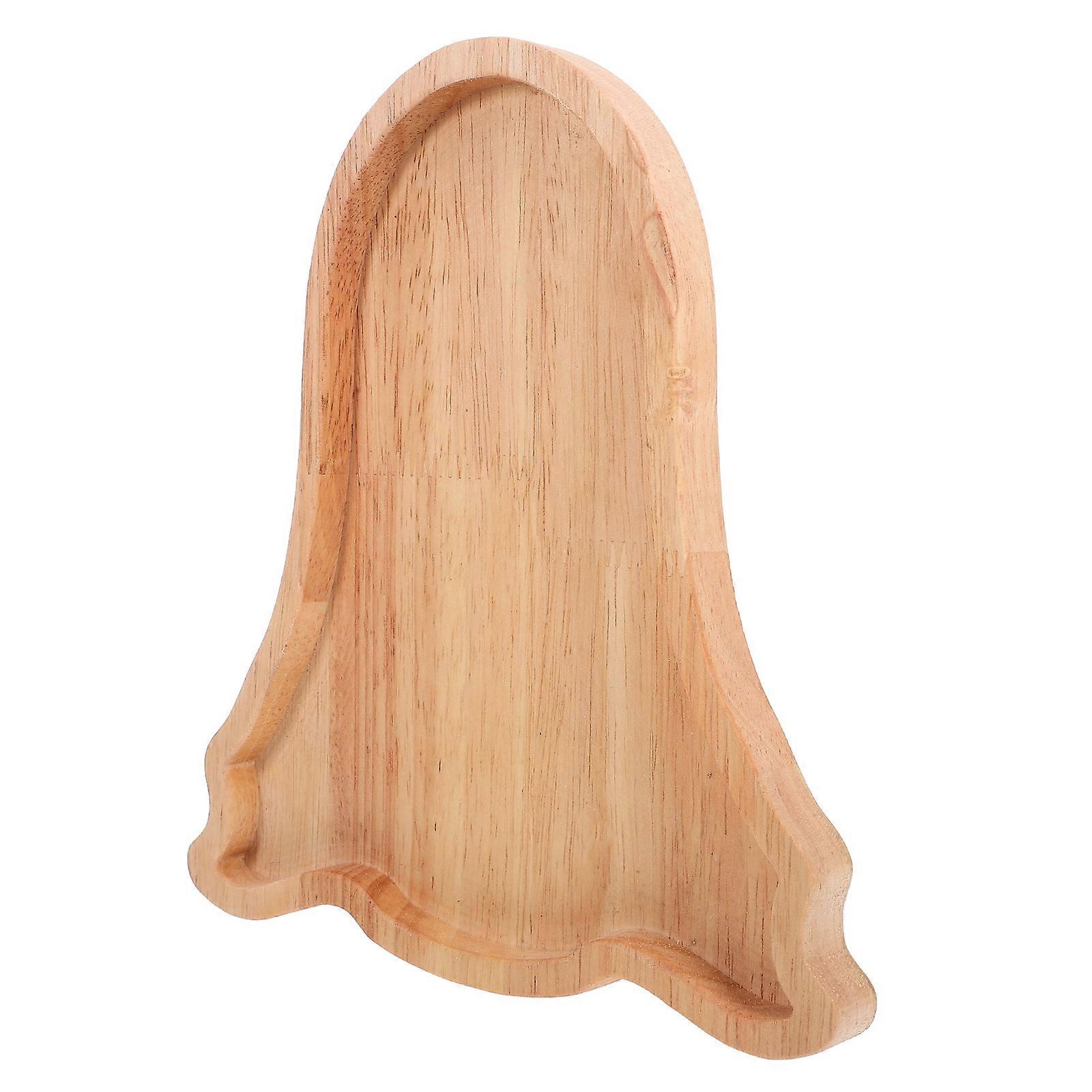 Halloween Serving Plate Wooden Ghost Shape for Snack Serving 4Pcs