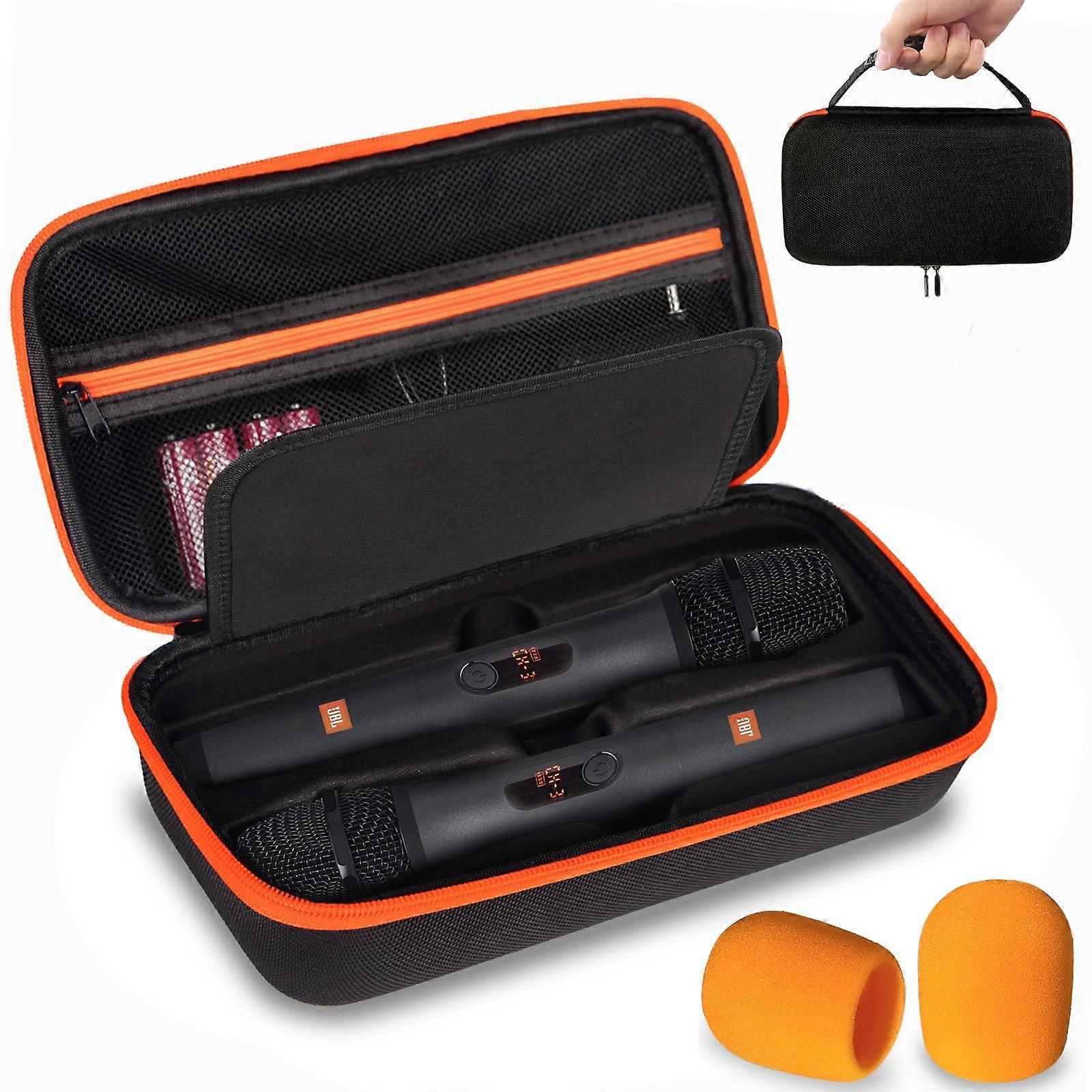 Wireless Microphone Case for JBL, Dual Mic Carrying Case, Waterproof Shockproof Hard Shell, Orange