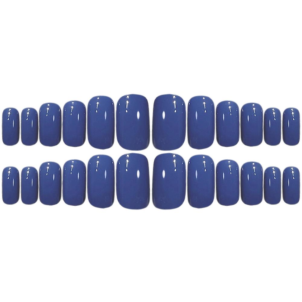 Solid Haze Blue Press-on Nails Full Cover Com