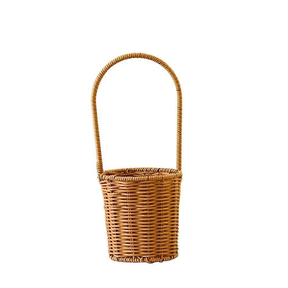 with Handle Braid Storage Baskets Brown Flower Basket Gift Hanging Basket