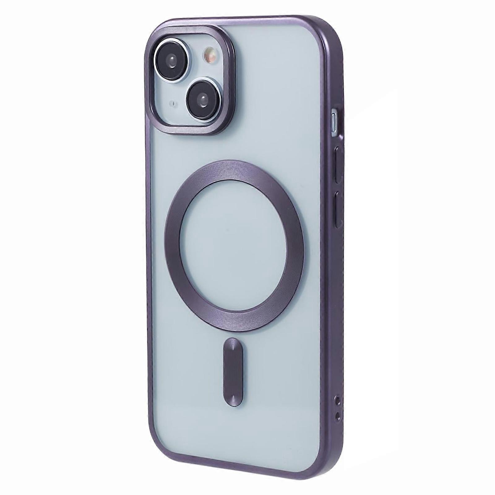 For iPhone 14 Plus Case Electroplating Matte Magnetic TPU Cover Compatible with MagSafe
