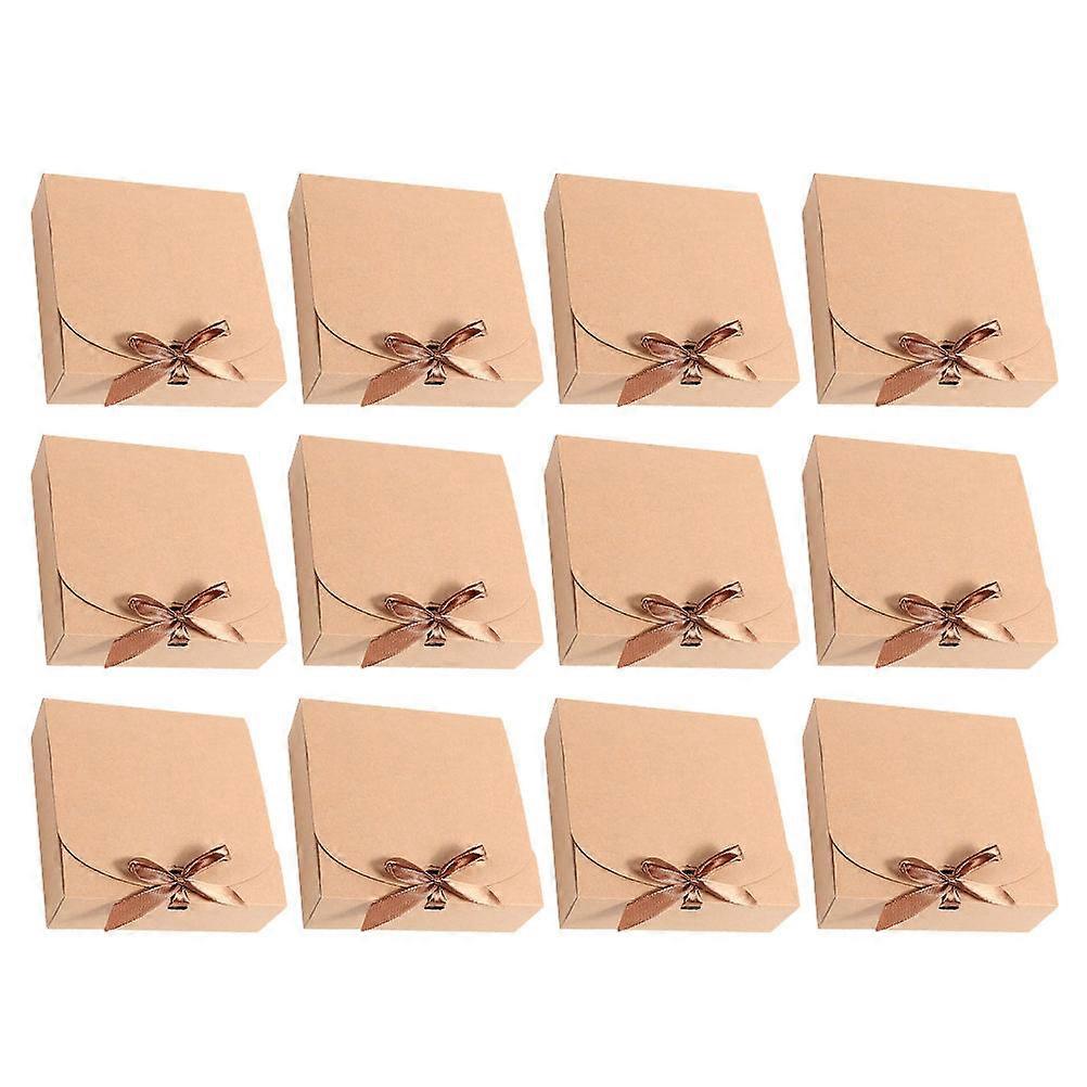 12Pcs Chocolate Packaging Gift Box For Women Light Brown Square Lid Useful Storage Solution