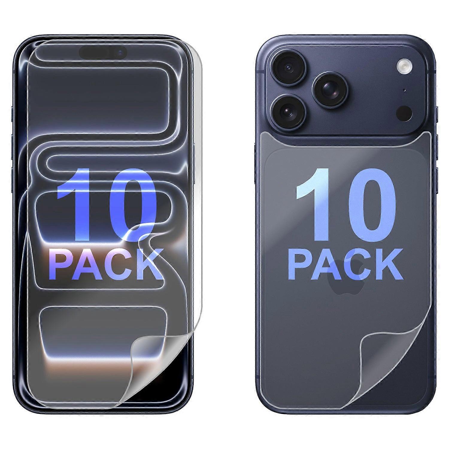 10 Set Soft Pet Film Screen Protector For Apple Iphone 17 Pro Max Front And Back Bulk