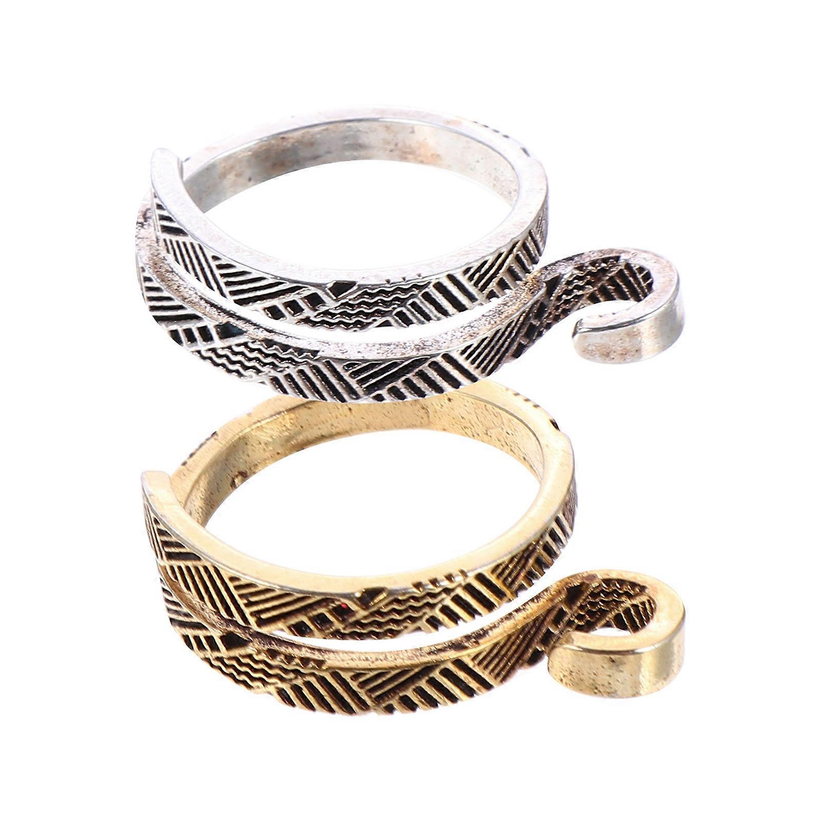 Adjustable Knitting Crochet Loop Ring Metal Craft Enthusiasts 2.5X2X0.7CM 2Pcs