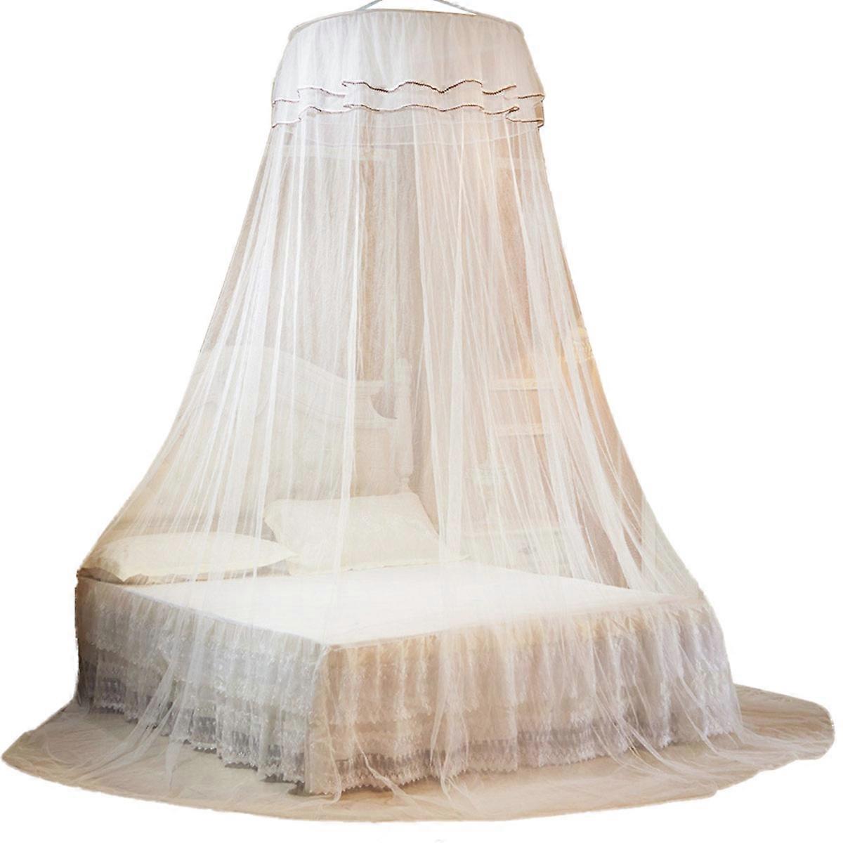 White Round Bed Net for Preventing Mosquitoes 2Pcs Canopy