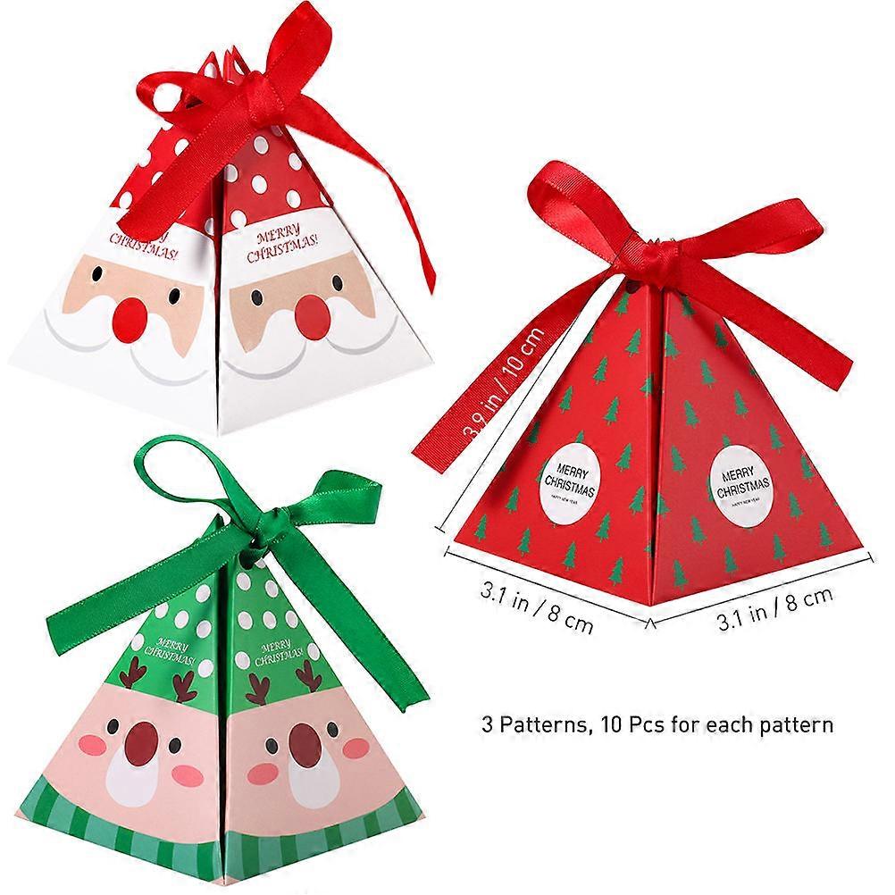 Christmas Candy Boxes Tree Pattern for Candy Storage 1Set Red Pyramid