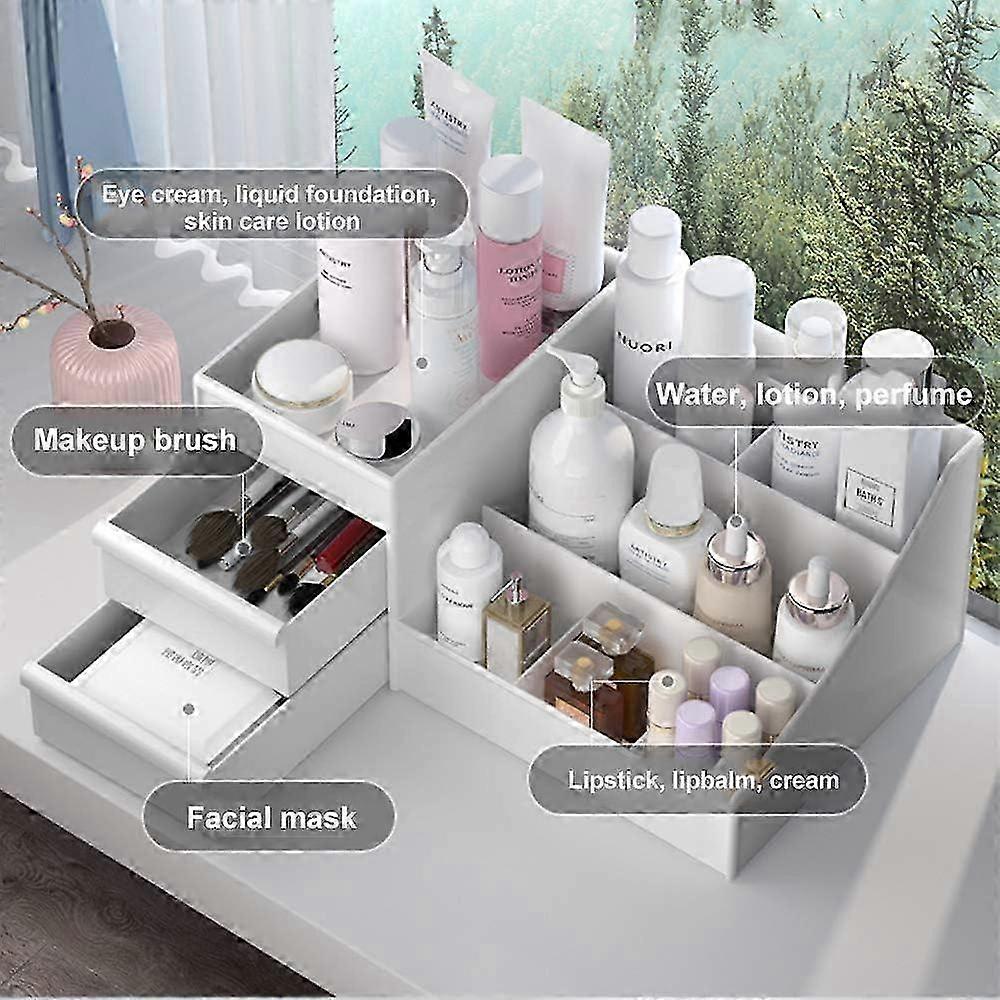 2026 1PCS drawer-style makeup box (ivory white medium size 28.5*18*13)