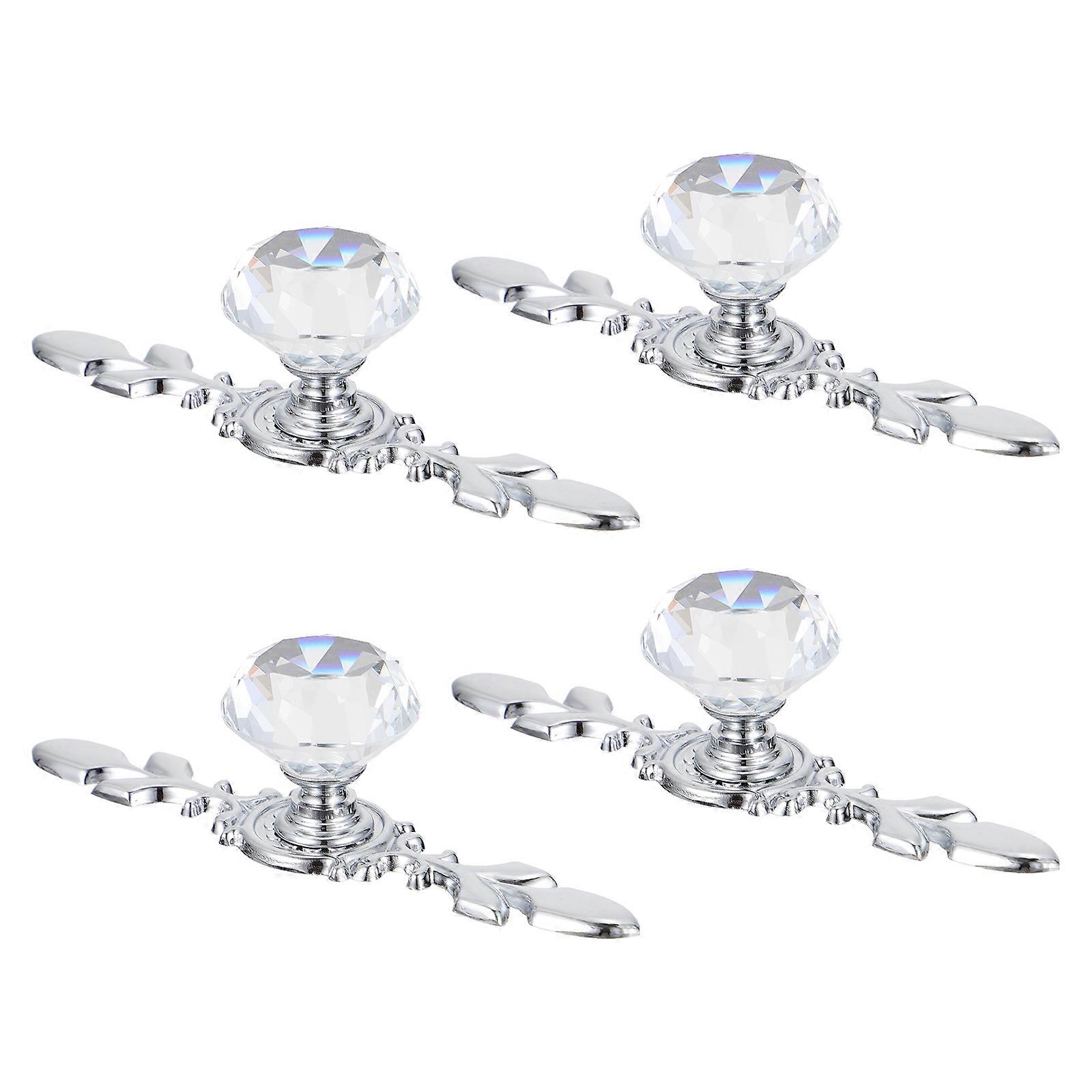 Wardrobe Pull Handle Crystal Doorknob for Door 20Pcs Silver Set