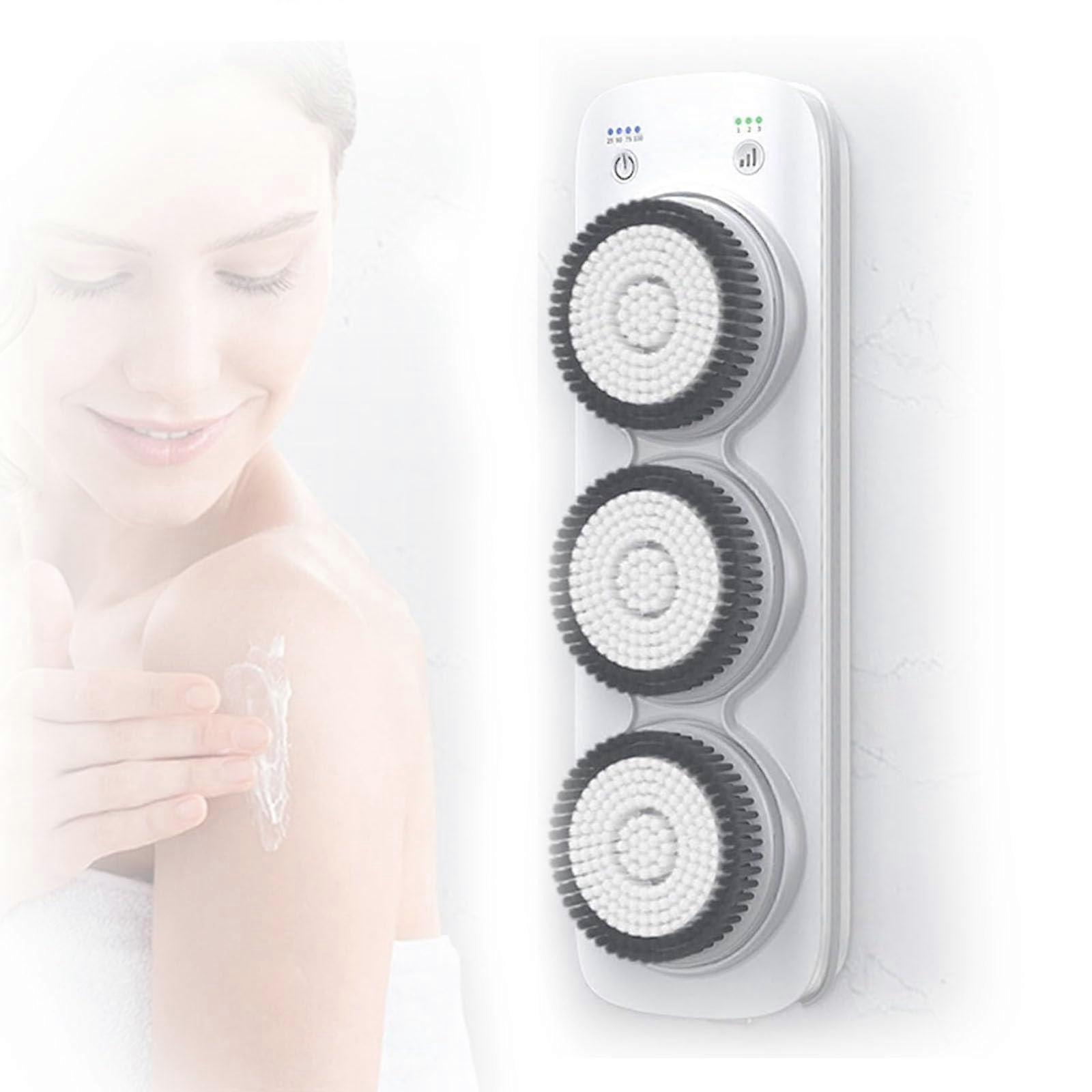 Electric Wall Mounted Back Scrubber 360° Rotating Bath Brush IPX7 Waterproof Adjustable Height