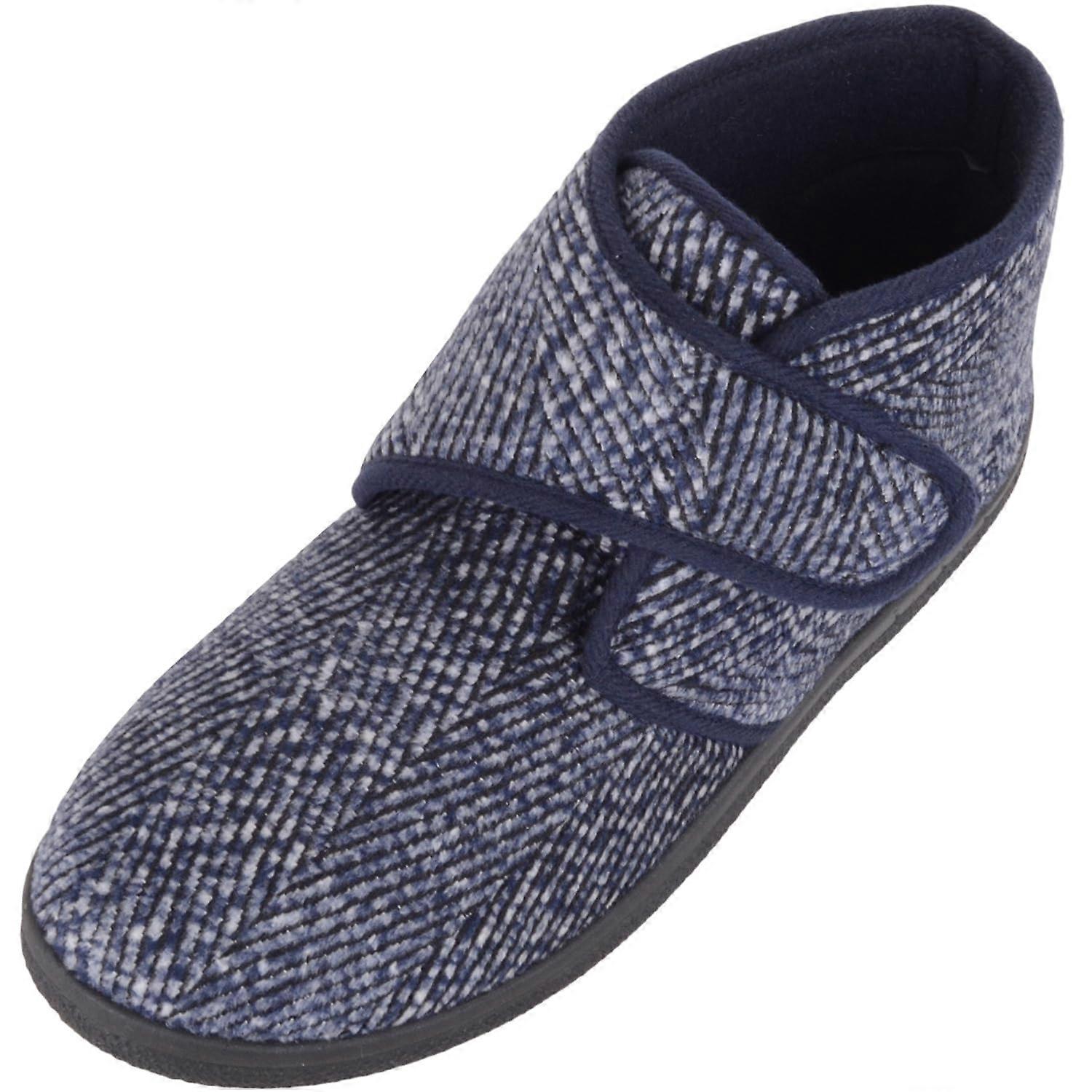 Absolute Footwear Easy Slip On Touch and Close Winter Bootie Boot Slipper