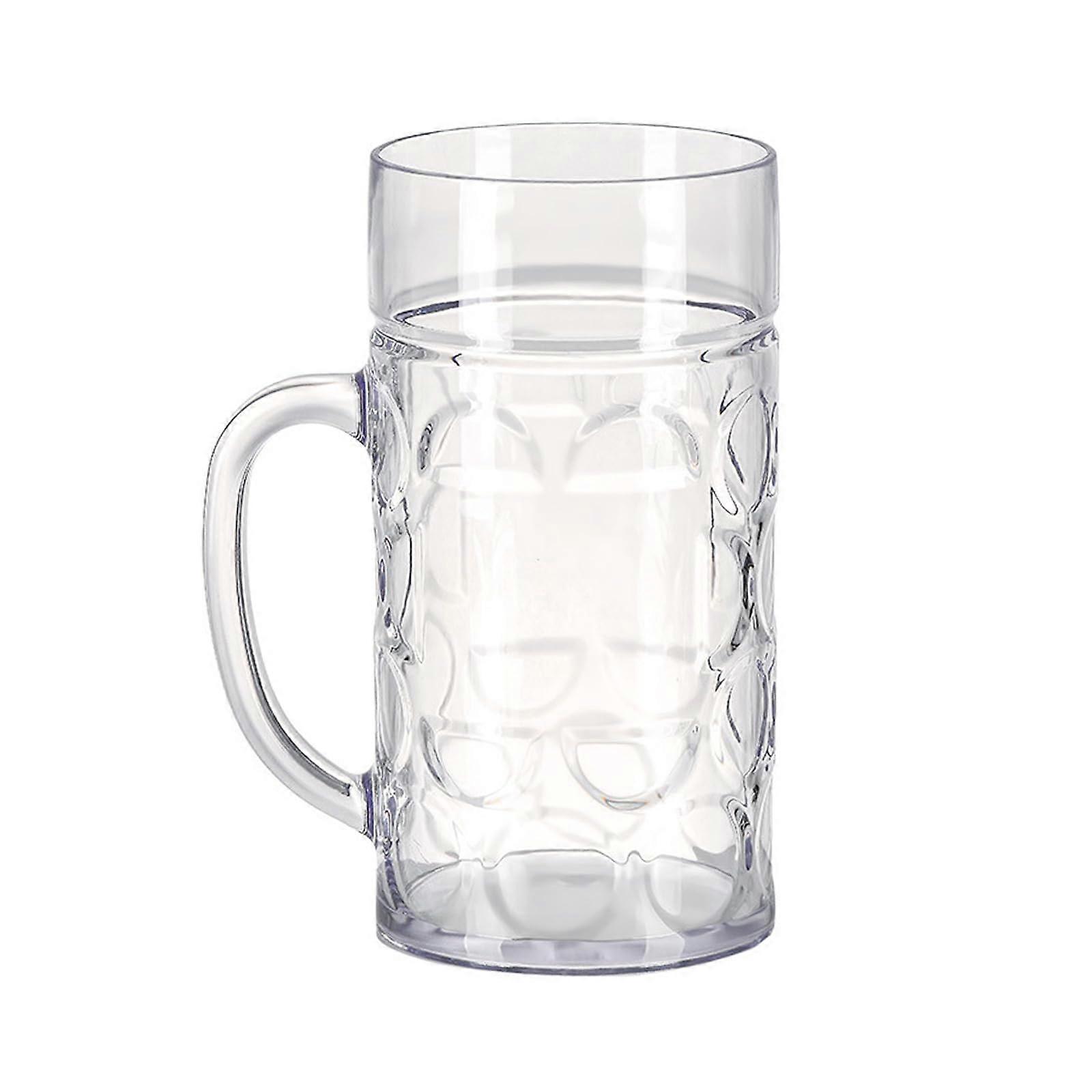 Clear Dimpled Beer Mugs with Large Handle, Generous Capacity, Dishwasher and Freezer Safe