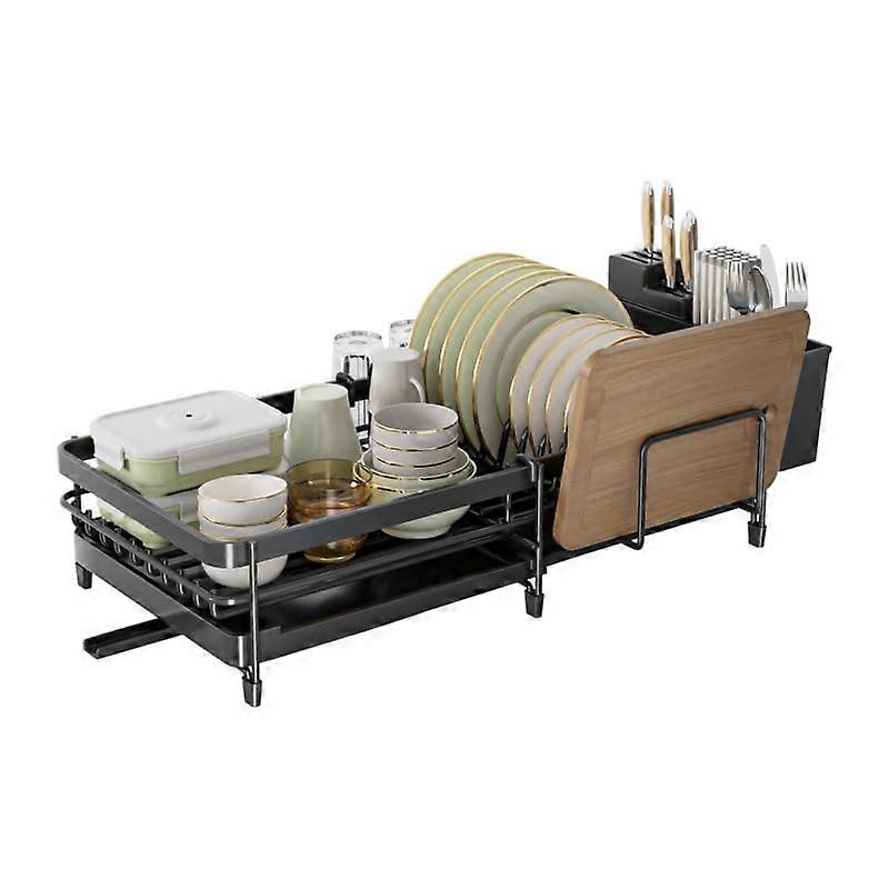 Dish Drying Rack with Utensil Holder, RustProof 360° Rotation Design for Small Kitchen Counters