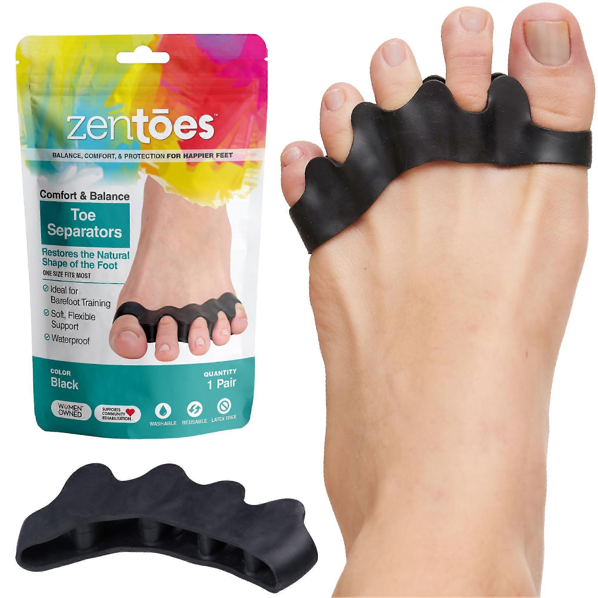 Silicone Toe Separators for Bunion Relief and Toe Alignment Support, Gel Orthopedic Aligner, Black
