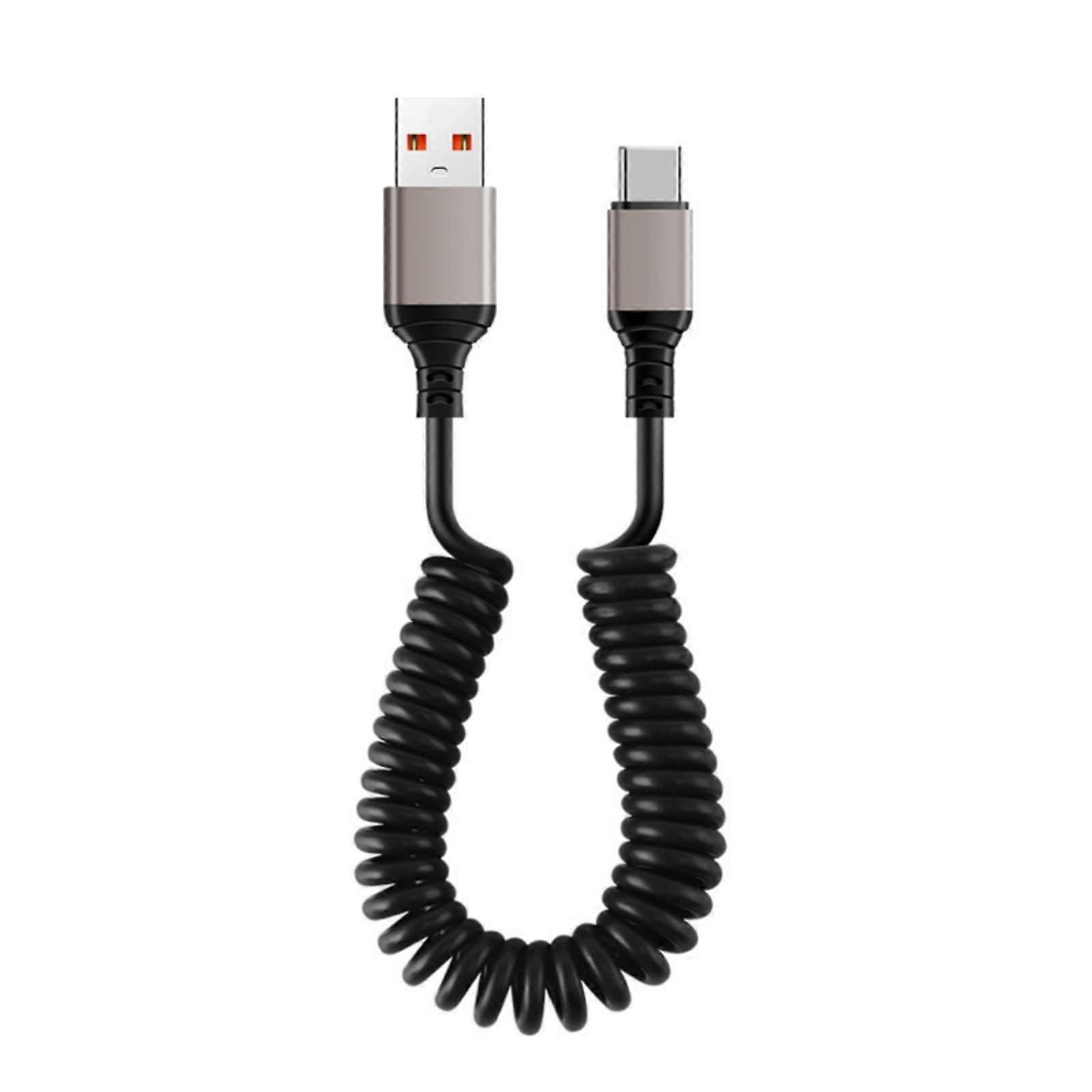 Coiled USB C Fast Charging Cable for Car, Durable Cord for Phone, Tablet, 30cm180cm