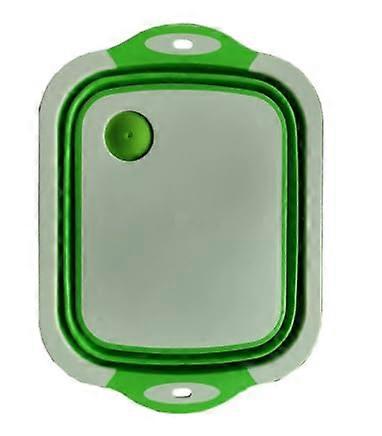 3in1 Collapsible Cutting Board with Colander and Drain Plug, Foldable Kitchen Prep Station, Green