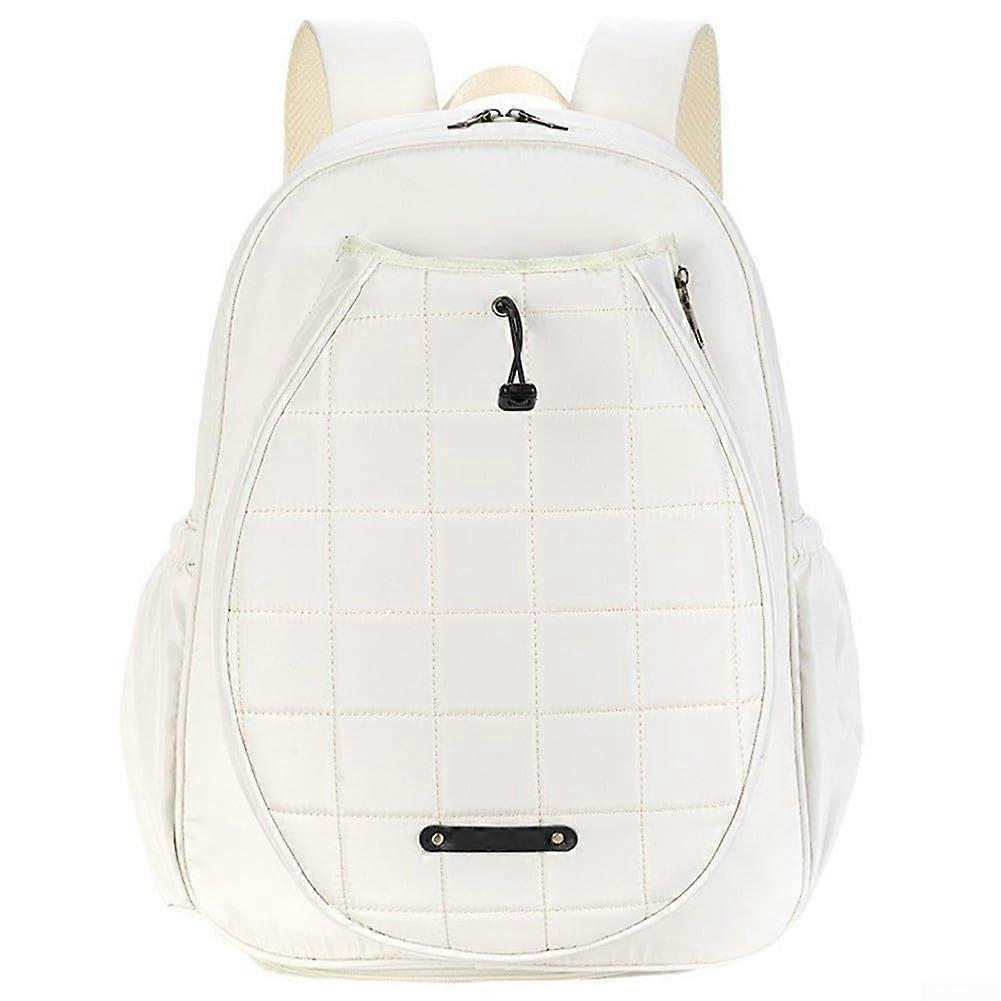 Lightweight Waterproof Tennis Racket Backpack with Racket Protection and Adjustable Straps White