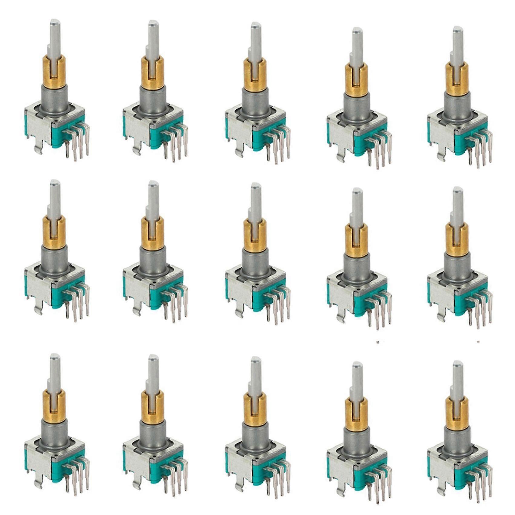 15PCS EC11EBB24C03 Dual Axis Encoder with Switch 30 Positioning Number 15 Pulse Point Handle 25mm