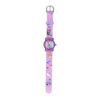 Montre Enfants 3D Mignon Dessin Animé Chaton Bracelet Imperméable Enfant En Bas Âge Fille Garçon Montre Cadeau D’anniversaire Pour Plus De 3 Ans Violet