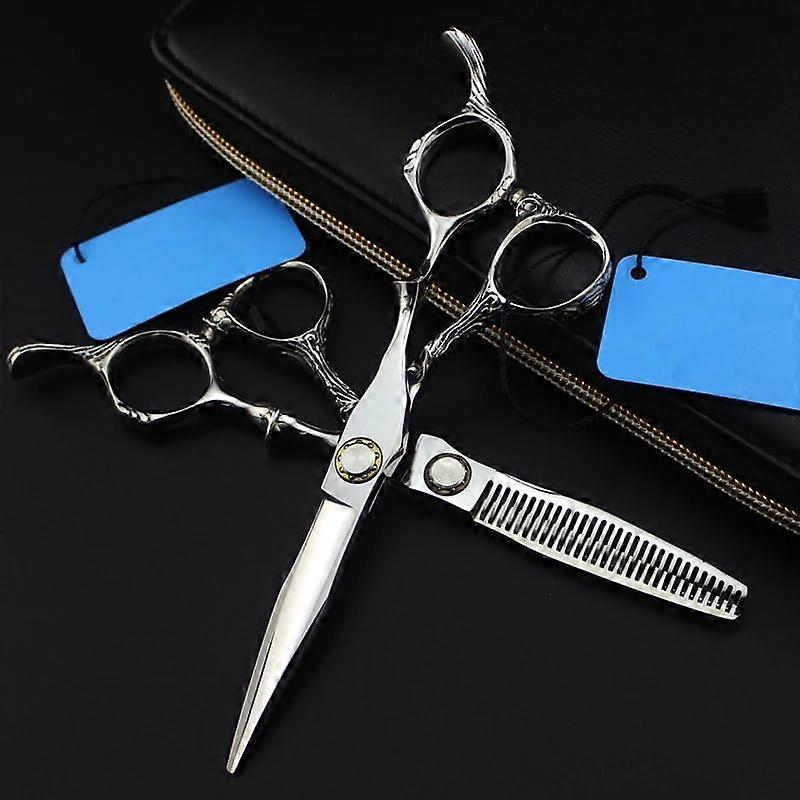Tesoura de corte de cabelo profissional de 6 polegadas com lâminas de precisão ultra afiadas e cabo ergonômico.