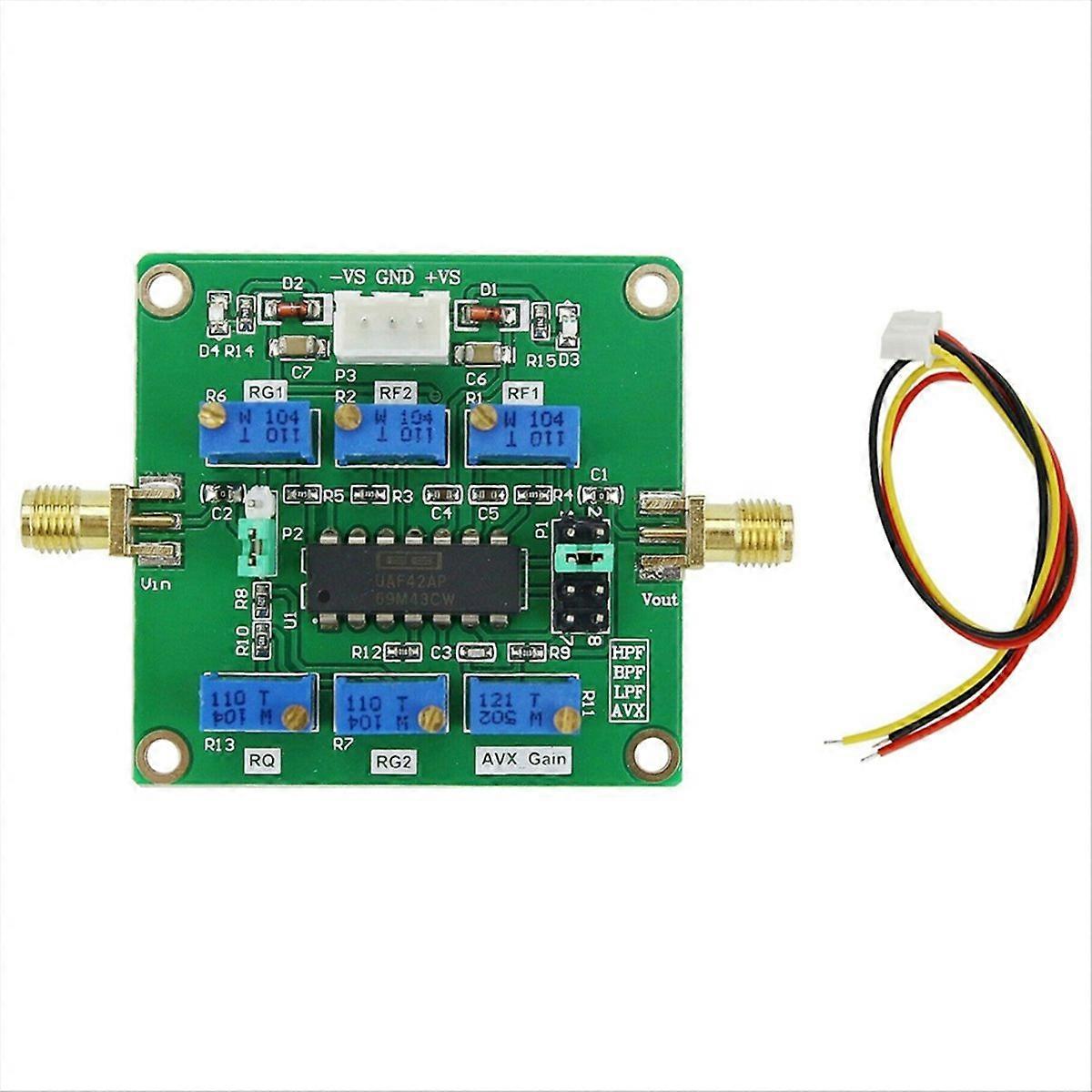 UAF42 Active Filter High Pass Low Pass Band Pass Filter Frequency Gain Q Value Adjustable Filter General Filtering Board