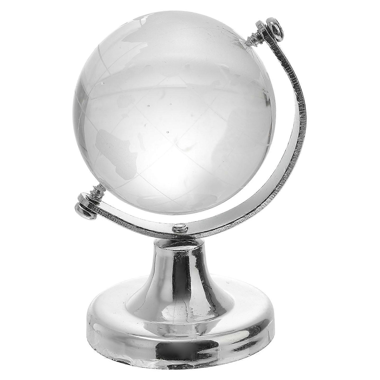 World Globe with Stand for Education Use Crystal Decoration Silver