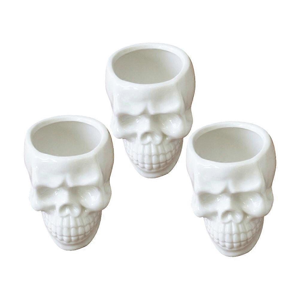 Small Plant Pots Ceramic Skull Container for Planting Use 4Pcs