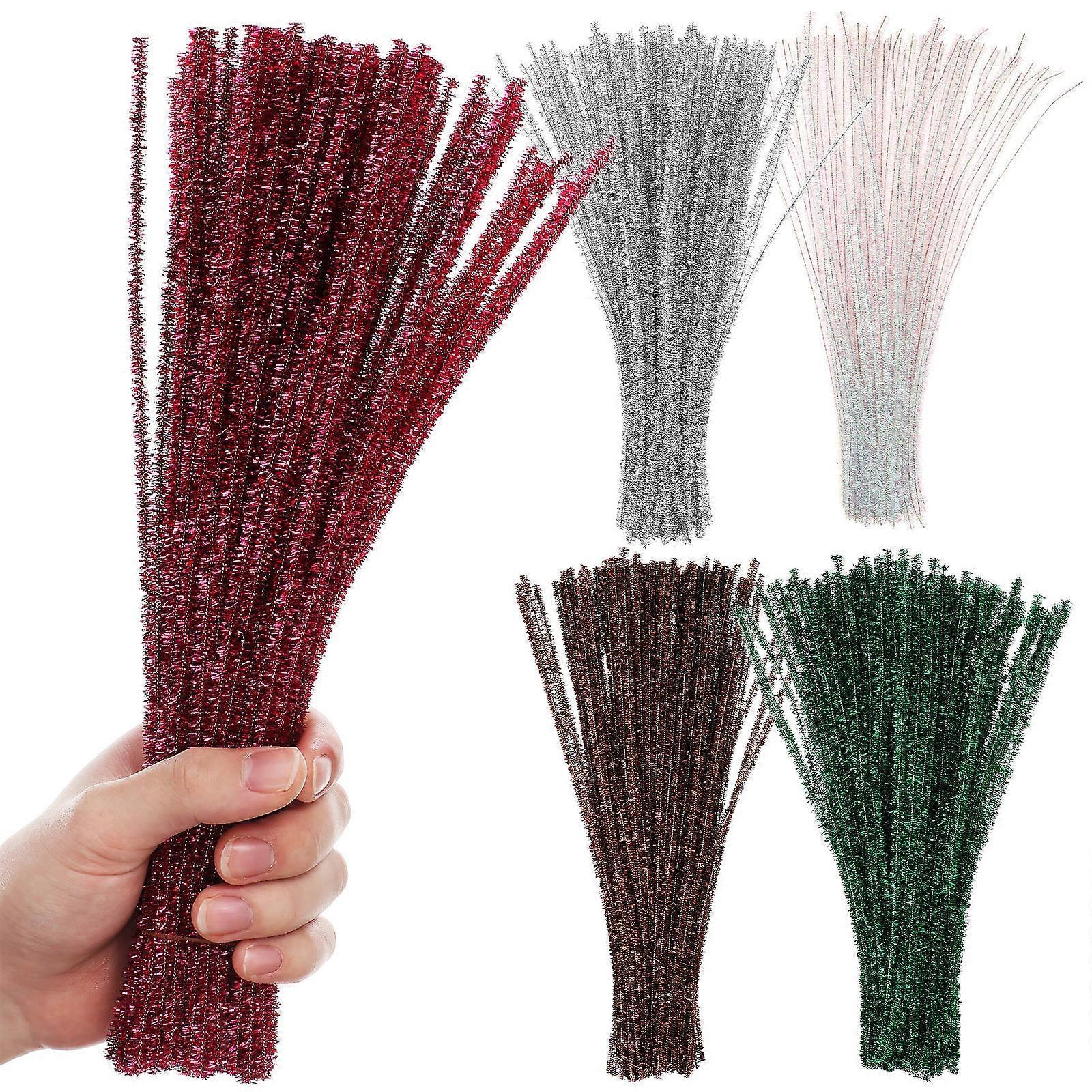 Metallic Tinsel Pipe Cleaners for Playing 500Pcs Flexible Craft Wire