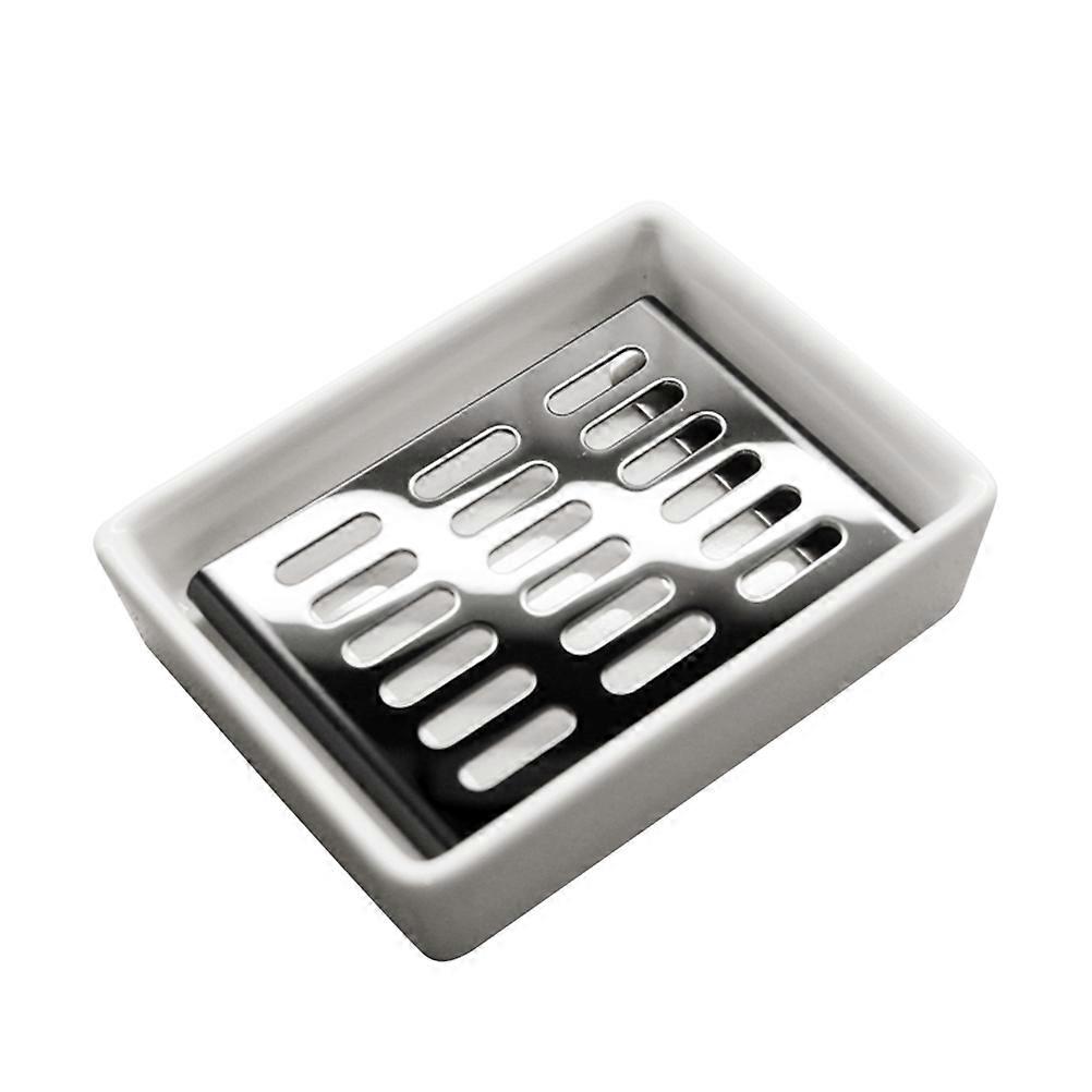 Soap Rack Ceramic and Stainless Steel for Storage 3Pcs Double Layer Design
