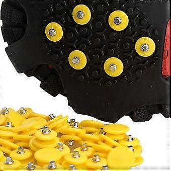 10 Stück Ersatzspikes für Eiskrallen, rutschfeste Gummispikes für Stiefel/Schuhe, gelbe Stahlsteigeisen – kompatibel mit Ice Grips
