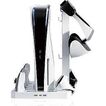 Koelstation voor PS5-accessoires, oplaadstation voor PSVR2-controllers met houder voor VR2-headset, compatibel met PS5-schijf- en digitale edities.
