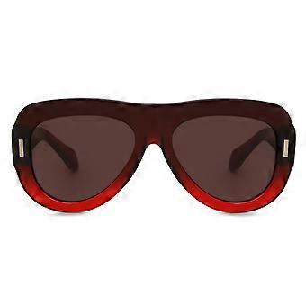 Salvatore Ferragamo SF2029SE 615 Vollrand-Sonnenbrille, transparent, Farbverlauf, dunkelrot, Damen, Pilotenbrille, UV1, Original