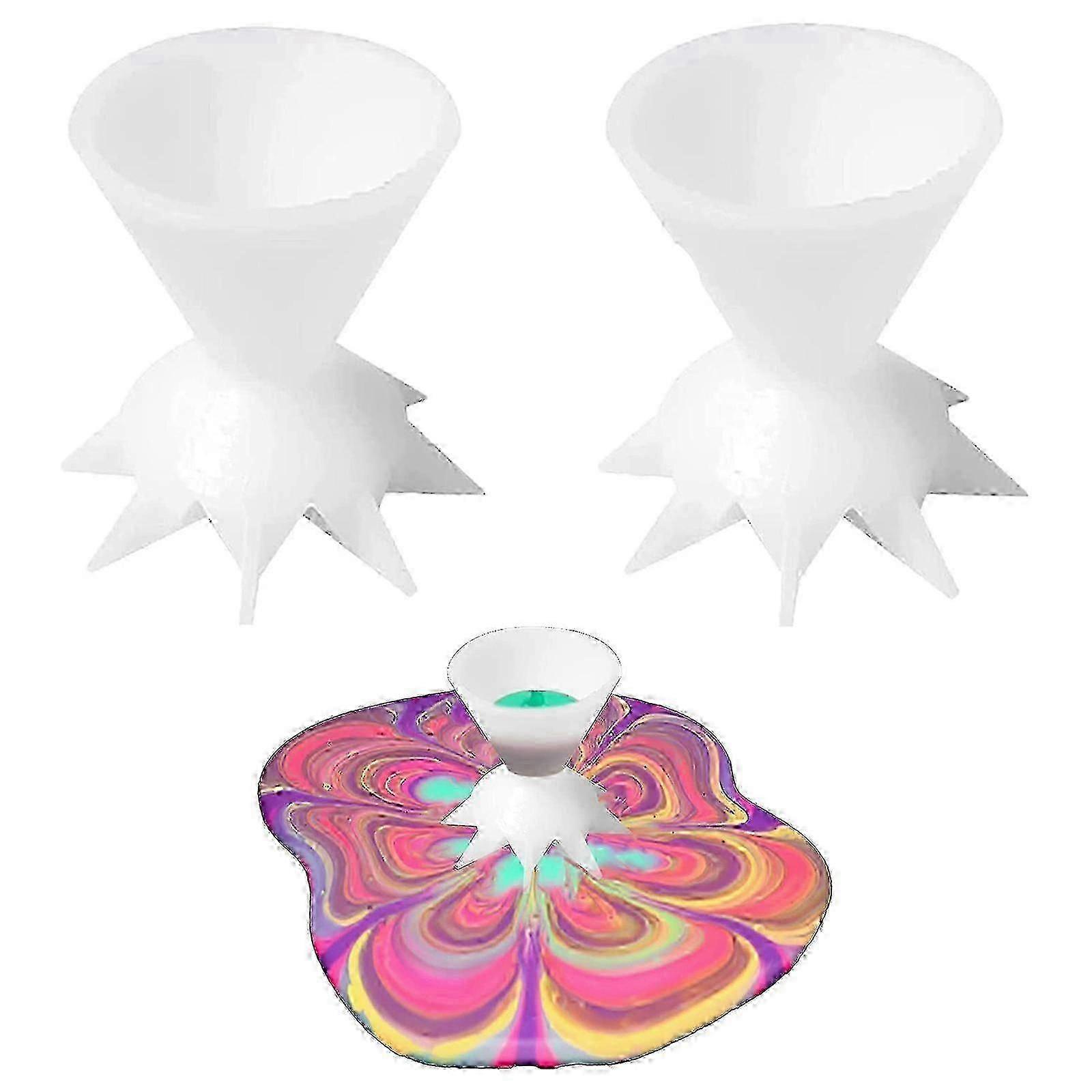 2pcs e Art Tool , Paint Pouring Funnel Split Cups Sturdy And Lightweight Easy
