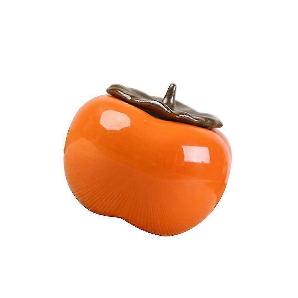 Sealed Canister Ceramic Can for Tea Storage Container Persimmon Shape Orange