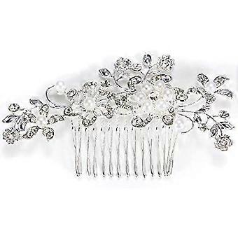 Charm Bridal Wedding Silver Crystal Rhinestones Pérolas Mulheres Pente Clipe Quente