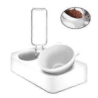 Cat Feeder Bowl Double Bowls Plastic Pet Bowl for Safe Water 2Pcs White