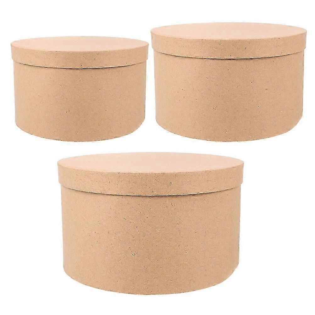 3Pcs Kraft Paper Round Nesting Boxes, Durable Storage for Bakery & Gifts