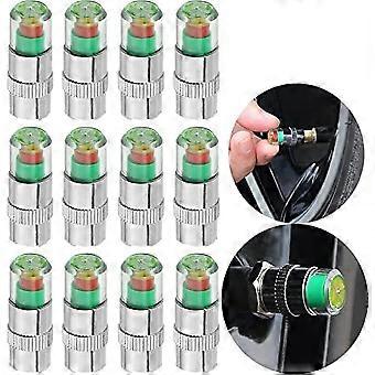 Dww-12 stuks autobandenspanningsmeter ventieldop sensor indicator, 2,5 Bar bandenspanningsmeter ventieldop, met drie gekleurde alarmogen
