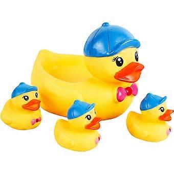 Bath Duck Toys 4Pcs Family Rubber Ducky Float&Squeak Baby Toddlers Preschool Bathtub Shower Toy (Yellow)