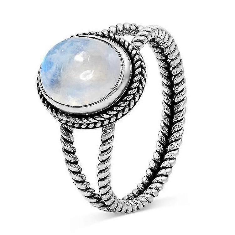 Vintage Wrapped Egg-cut Ring - Silver-plated Wrap-set Egg-cut Ring