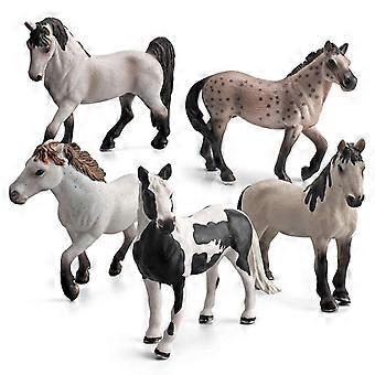 5Pcs Realistic Horse Figurine Set  PVC Farm Horse Models, Including Knabstrupper, Pinto, and More  Educational Toys and Farm Animal Decorations for Ki