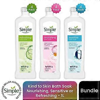 Simple Bath Soak Bundle Nourishing Sensitive Refreshing 4 Pack Each
