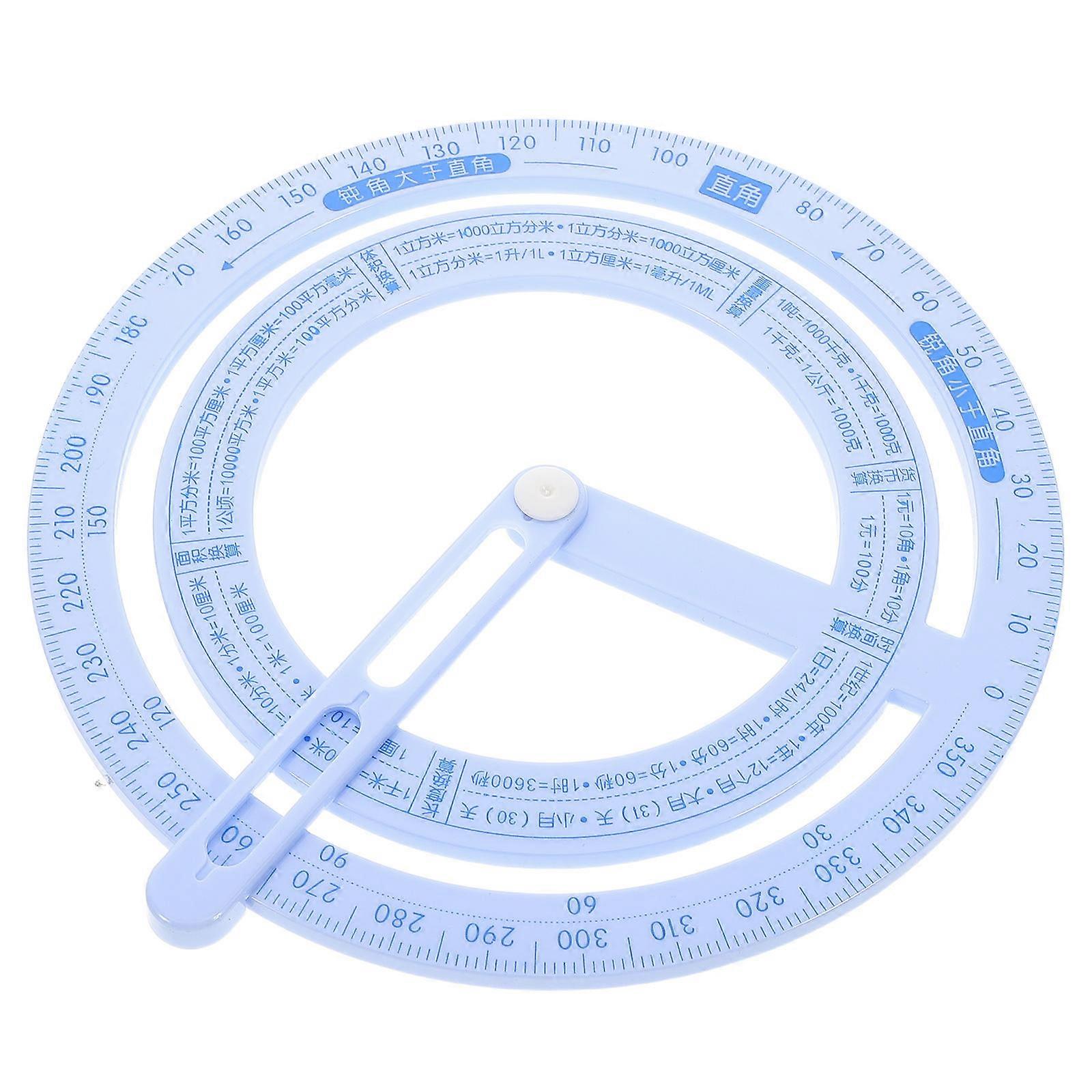 Sky-Blue Circle Protractor for Accurate Angle Measuring 4Pcs Kit
