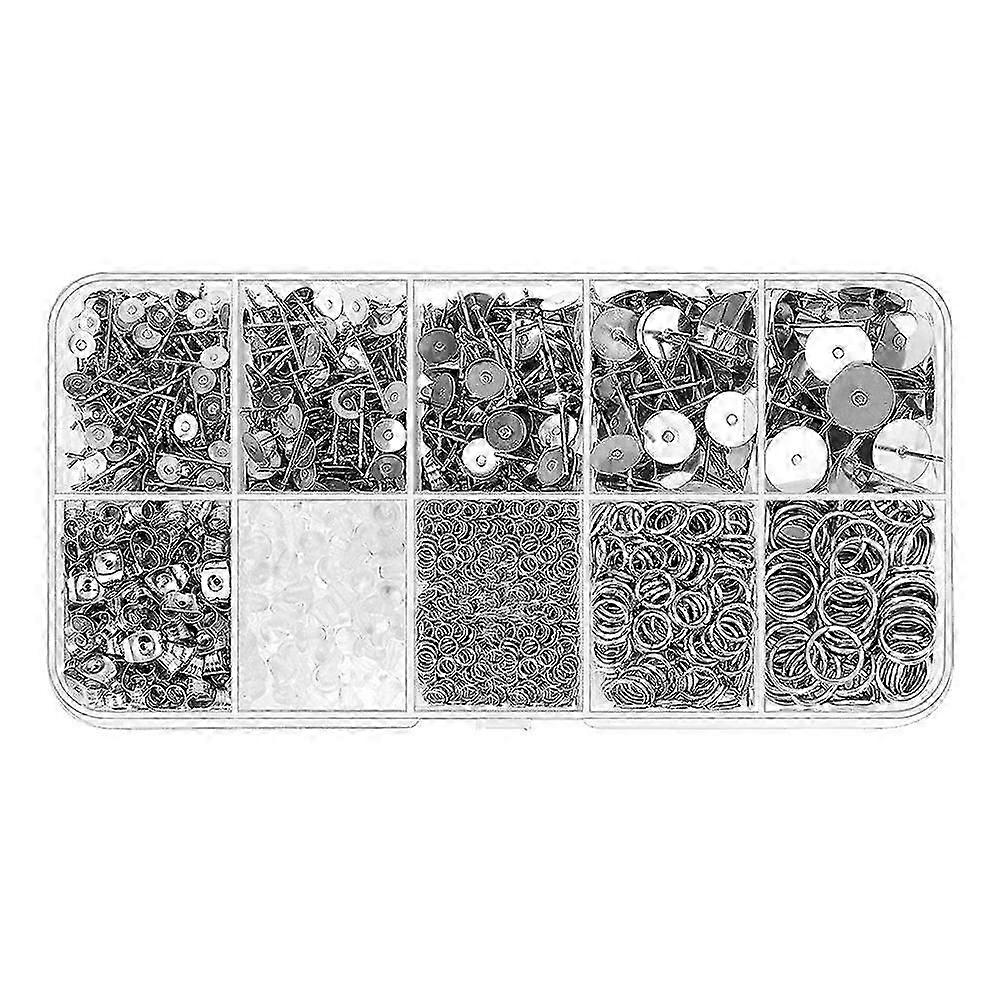 1650PCS Hypoallergenic Earring Posts and Backs Jump Rings Earring Making Kit