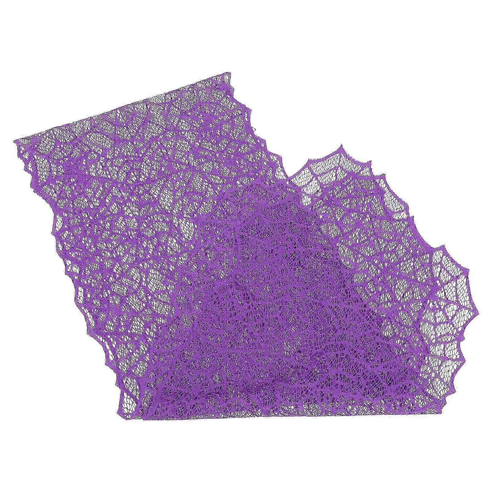 Purple Spider Web Halloween Table Flag compatible with Table Decoration Use