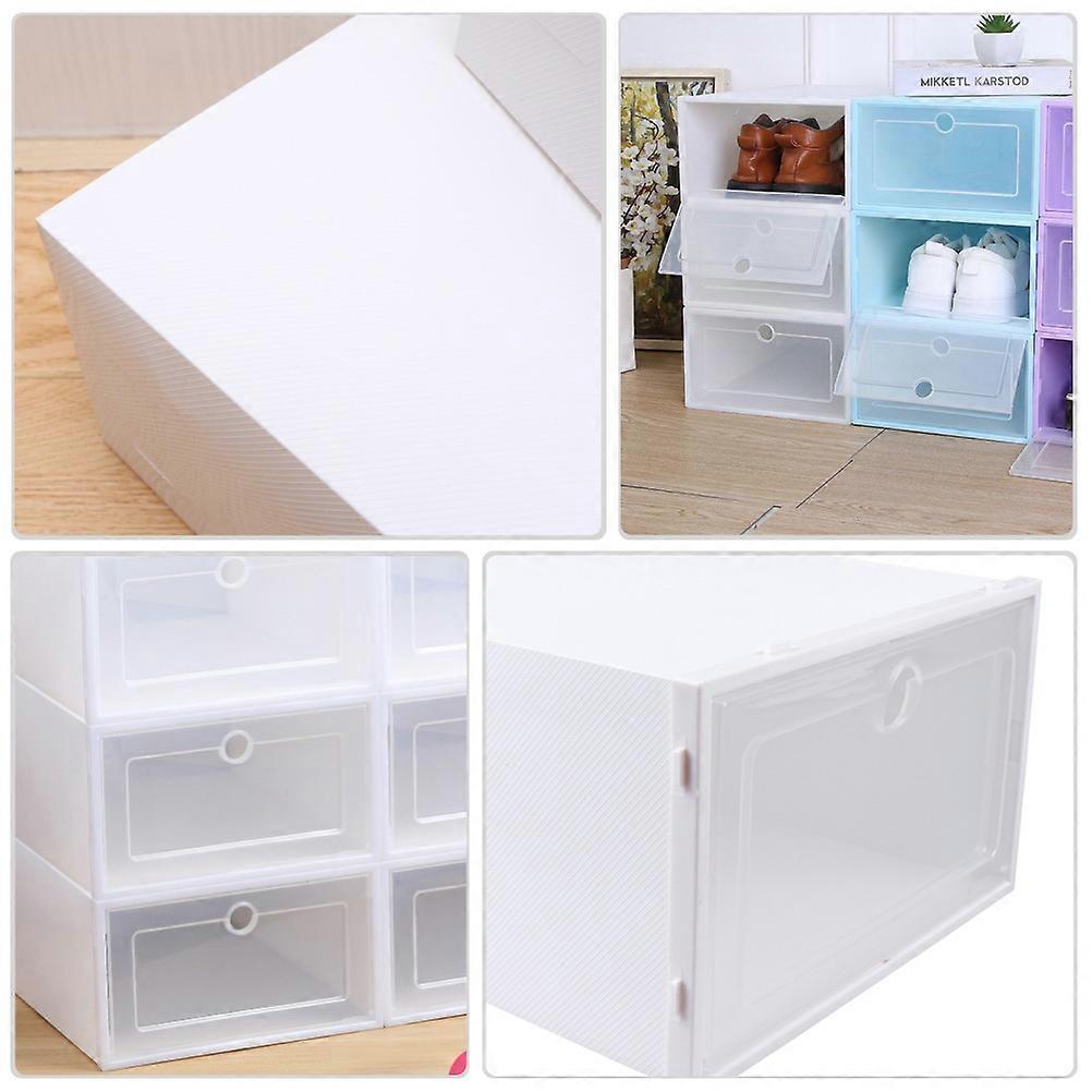 6pcs Transparent Drawer Type Shoes Box Dustproof Stackable Shoes Container