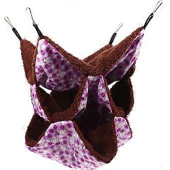 Hamster-Hängematte, Plüsch-Schlafplatz für Kleintiere, 4-teiliges Set, Lila