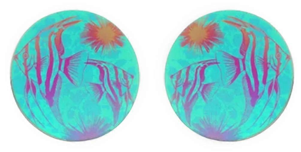 Ti2 Titanium Large Angelfish Stud Earrings  - Green