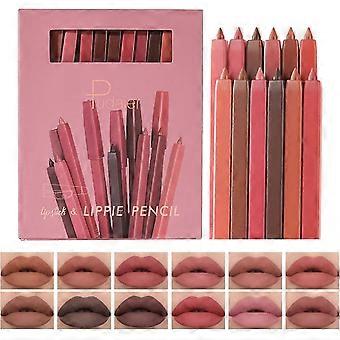 12-delige matte liplinerset lippenstift fluweelzachte lipkrijt voller langdurige waterdichte antiaanbaklaag lipgloss make-up cadeauset
