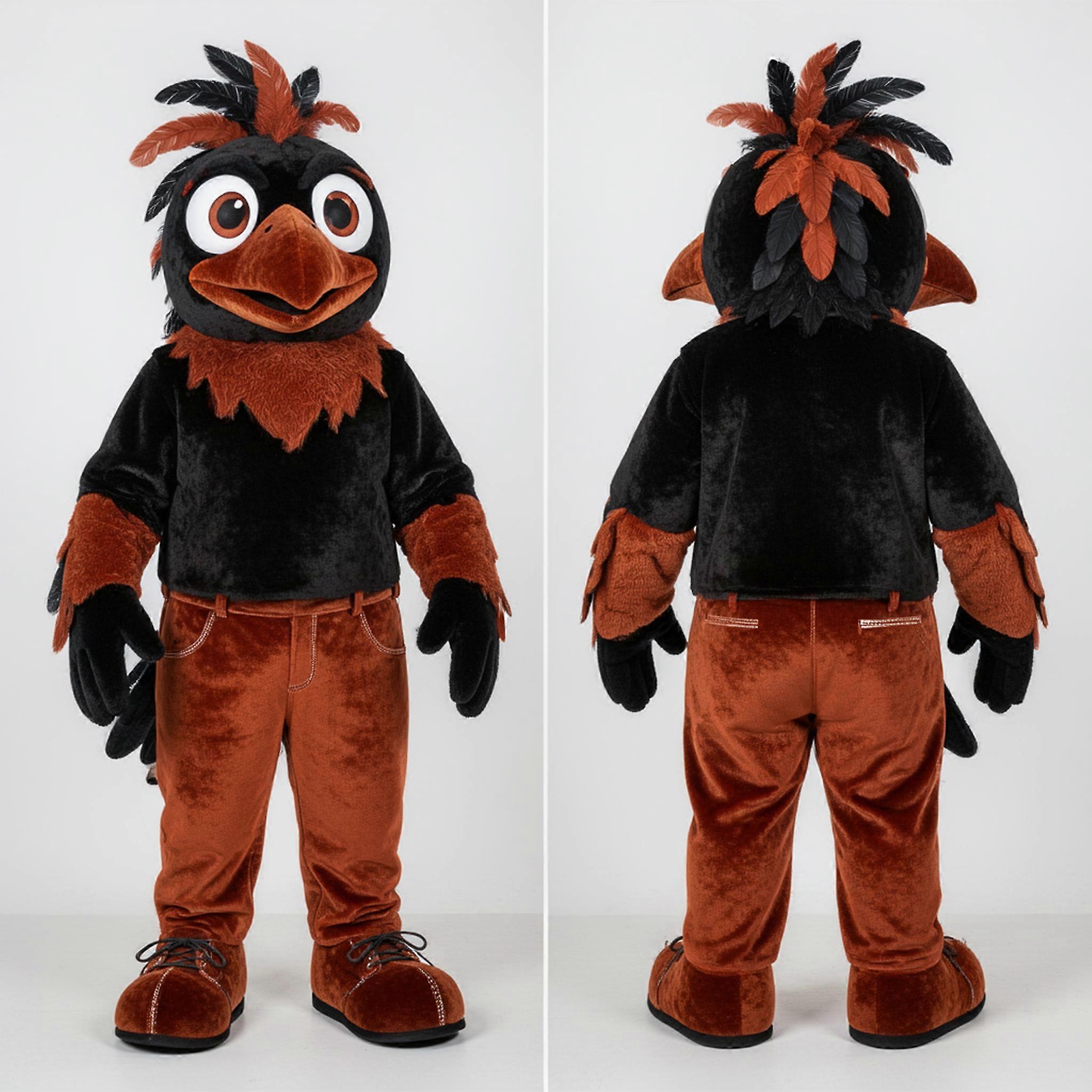 MASTICOT Rust Orange Feathered Crow Mascot